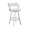 Armen Living Scranton 26" Swivel White Faux Leather and Silver Metal Bar Stool 795044878219 - alternate 1